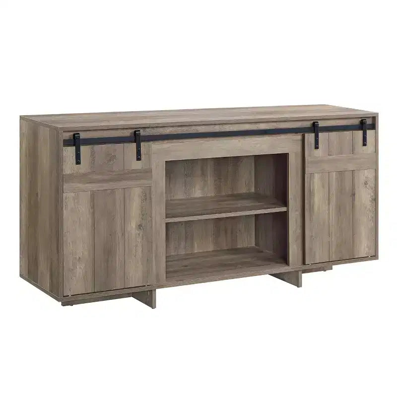 Meuble TV de 60" pour téléviseurs jusqu'à 60", finition bois grisé – 29"H x 60"L x 16"P