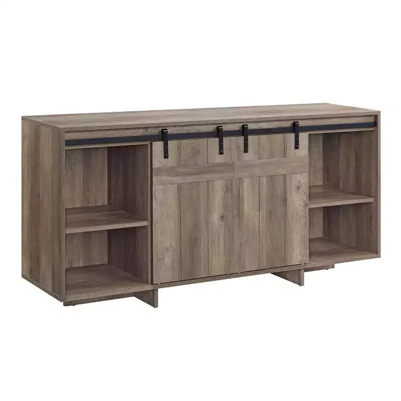Meuble TV de 60" pour téléviseurs jusqu'à 60", finition bois grisé – 29"H x 60"L x 16"P