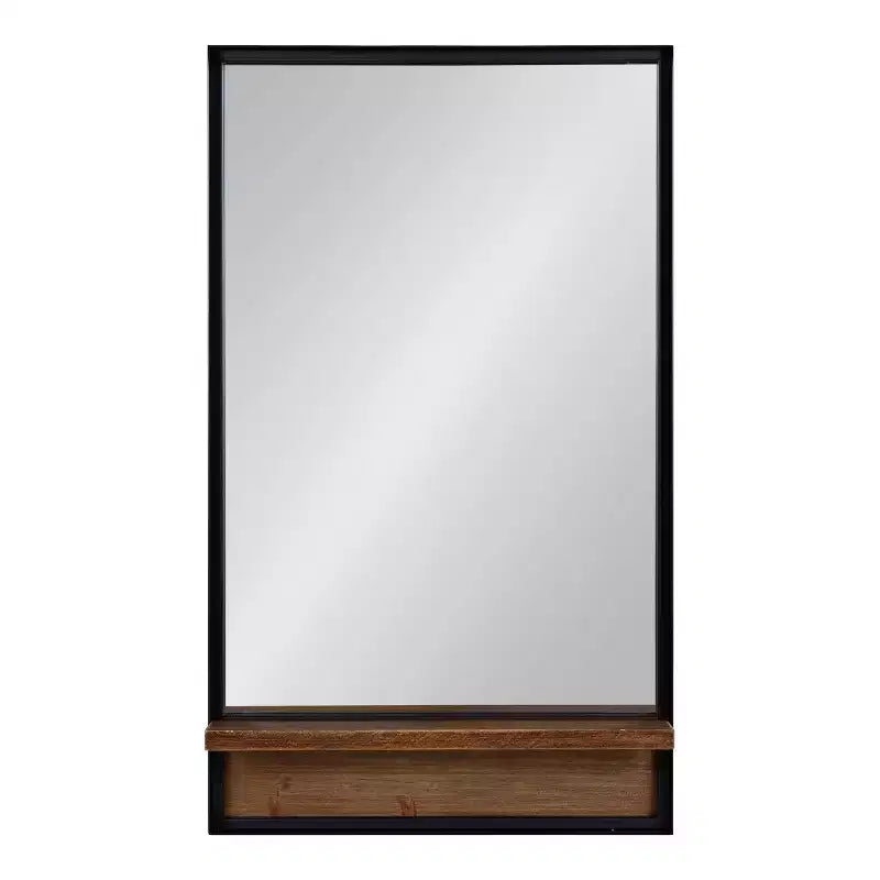 Miroir mural rectangulaire avec étagère – 50,8 cm L x 86,4 cm H, cadre en bois marron rustique