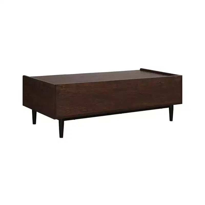Table basse nervurée avec tiroir et étagère ouverte – Bois