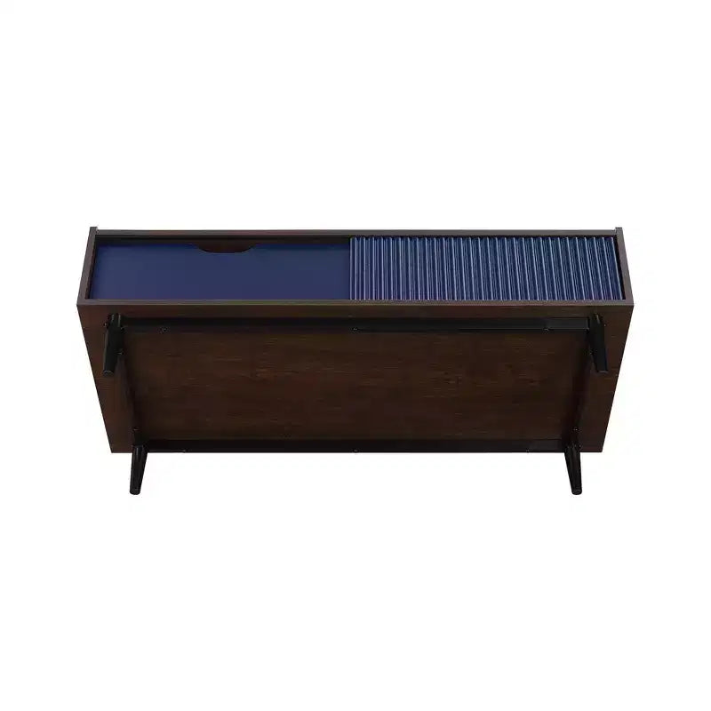 Table basse nervurée avec tiroir et étagère ouverte – Bois