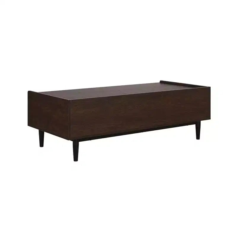 Table basse nervurée avec tiroir et étagère ouverte – Bois