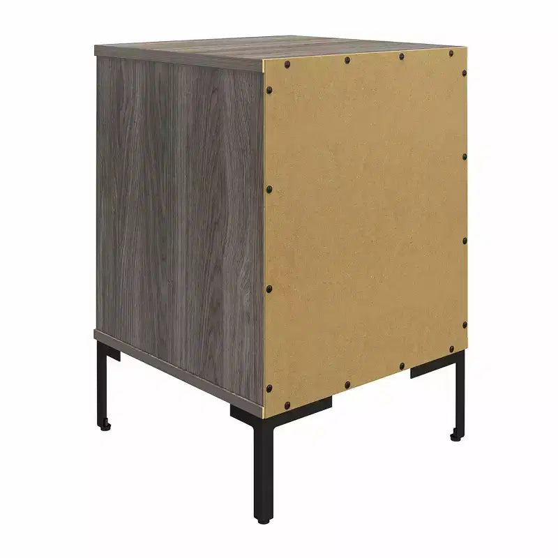 Table de chevet en chêne vieilli avec tiroir et étagère ouverte – 66 cm (H) x 45 cm (L) x 45 cm (P), MDF
