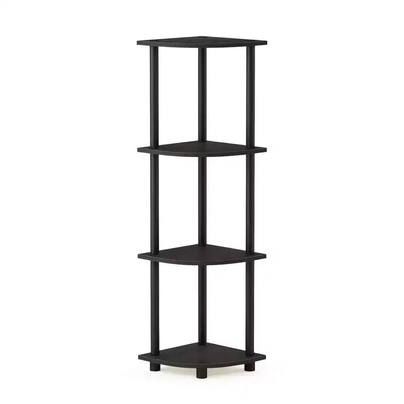 Étagère d'angle à 4 niveaux – 110,5 cm H x 29,5 cm L x 29,5 cm P, Stratifié bois, Expresso/Noir