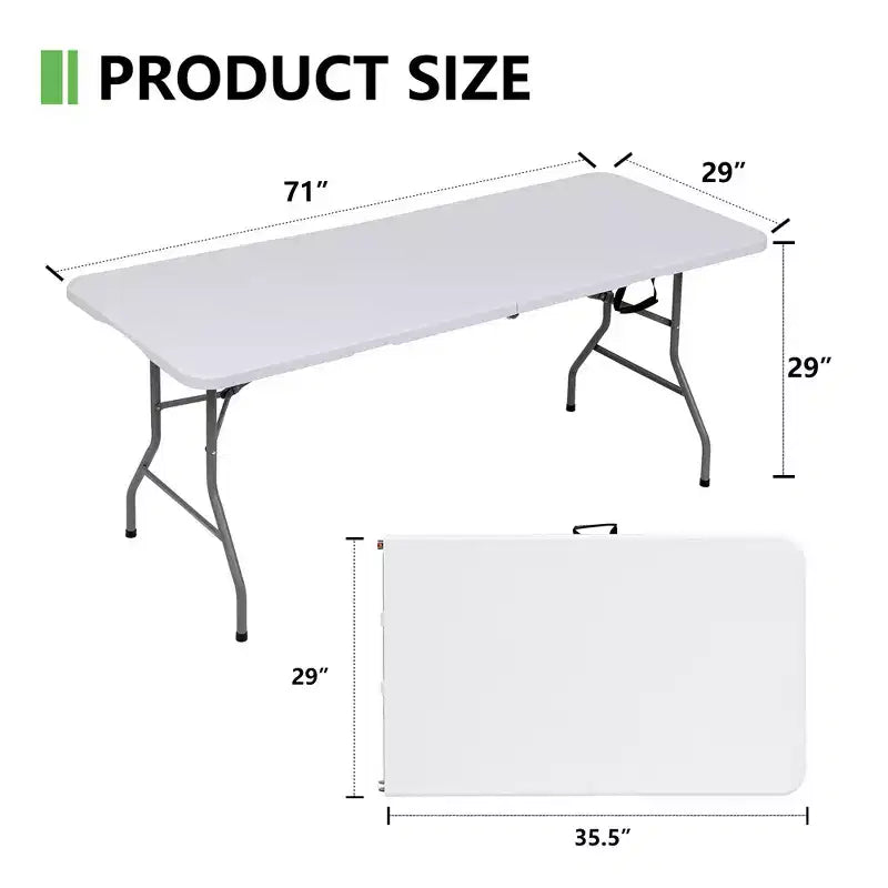 Table pliante portable de 1,8 m avec plateau en PEHD et pieds en acier