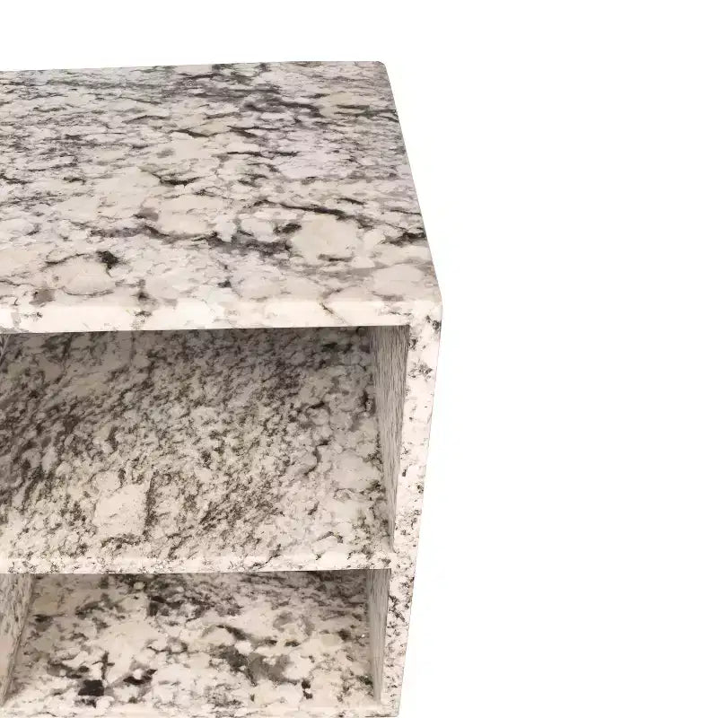 Table d'appoint carrée à 2 étagères en marbre naturel – 50,8 cm (H) x 40,6 cm (l) x 40,6 cm (P), beige