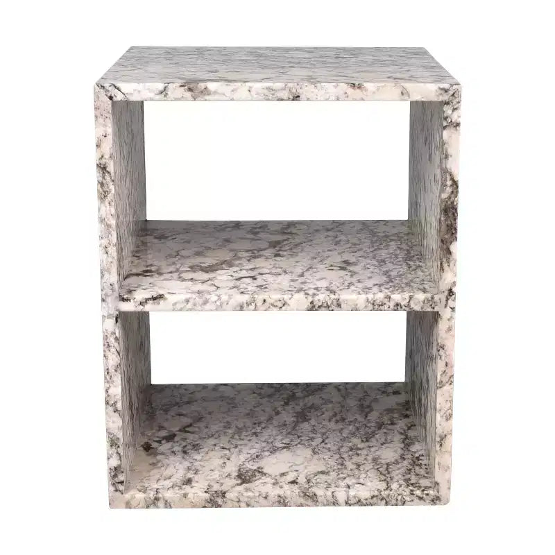 Table d'appoint carrée à 2 étagères en marbre naturel – 50,8 cm (H) x 40,6 cm (l) x 40,6 cm (P), beige