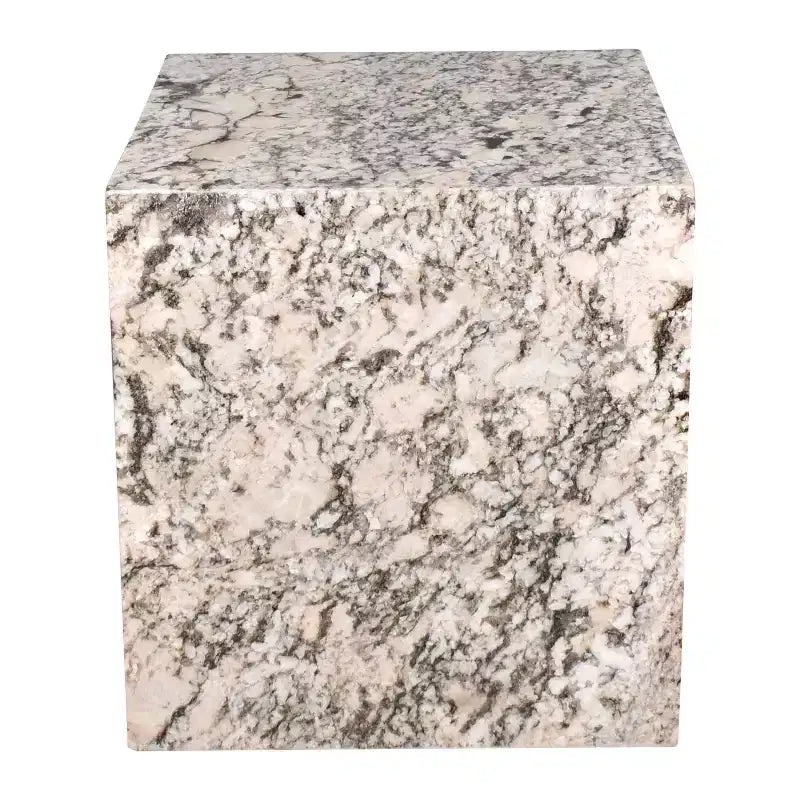 Table d'appoint carrée à 2 étagères en marbre naturel – 50,8 cm (H) x 40,6 cm (l) x 40,6 cm (P), beige