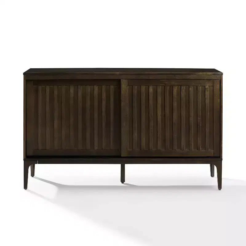 Buffet mid-century moderne 137 cm avec portes coulissantes et étagères réglables – 82 cm H x 137,5 cm L x 40,3 cm P