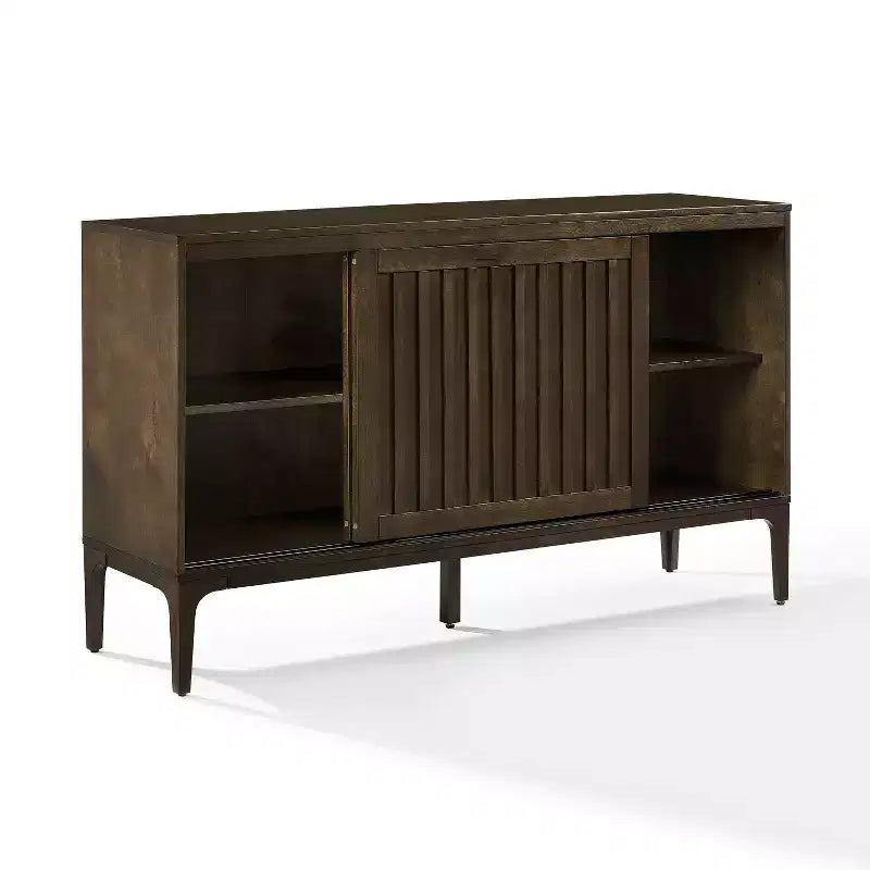 Buffet mid-century moderne 137 cm avec portes coulissantes et étagères réglables – 82 cm H x 137,5 cm L x 40,3 cm P
