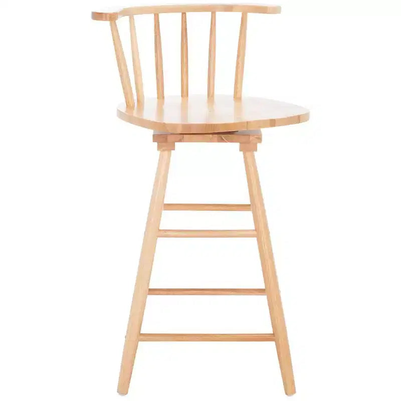 Tabouret de comptoir pivotant, Bois d'hévéa, Dossier bas – H 91,4 cm, Assise L 42 cm x P 41 cm, 83,9 kg