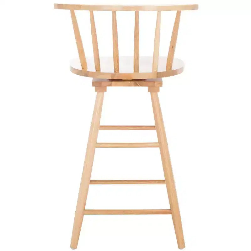 Tabouret de comptoir pivotant, Bois d'hévéa, Dossier bas – H 91,4 cm, Assise L 42 cm x P 41 cm, 83,9 kg