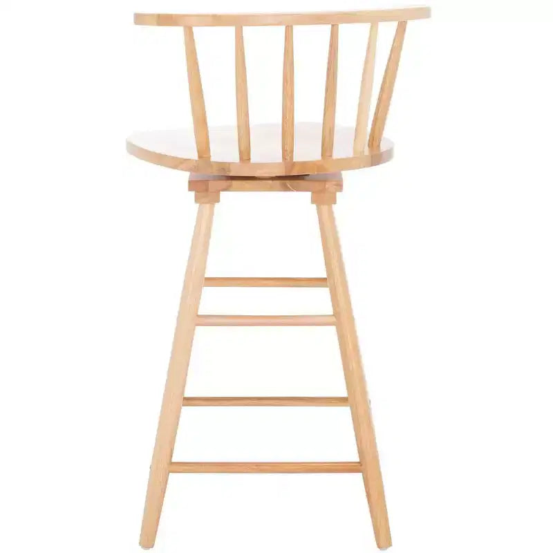 Tabouret de comptoir pivotant, Bois d'hévéa, Dossier bas – H 91,4 cm, Assise L 42 cm x P 41 cm, 83,9 kg