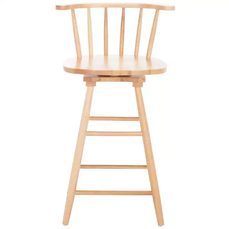 Tabouret de comptoir pivotant, Bois d'hévéa, Dossier bas – H 91,4 cm, Assise L 42 cm x P 41 cm, 83,9 kg