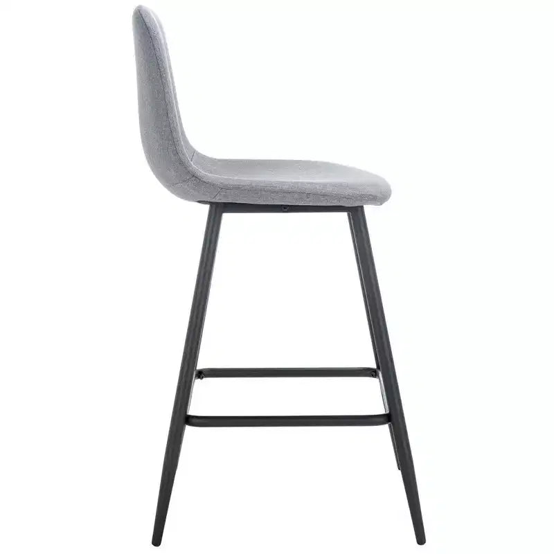 Tabouret de comptoir en tissu et métal avec dossier rembourré et repose-pieds – 89,9 cm H x 49 cm L x 41,9 cm P, gris foncé