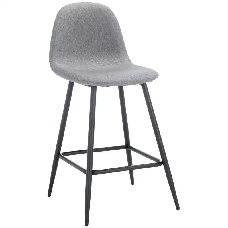 Tabouret de comptoir en tissu et métal avec dossier rembourré et repose-pieds – 89,9 cm H x 49 cm L x 41,9 cm P, gris foncé