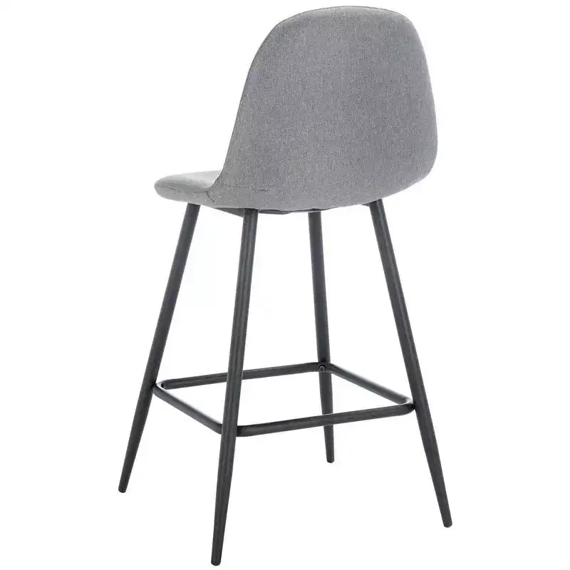 Tabouret de comptoir en tissu et métal avec dossier rembourré et repose-pieds – 89,9 cm H x 49 cm L x 41,9 cm P, gris foncé