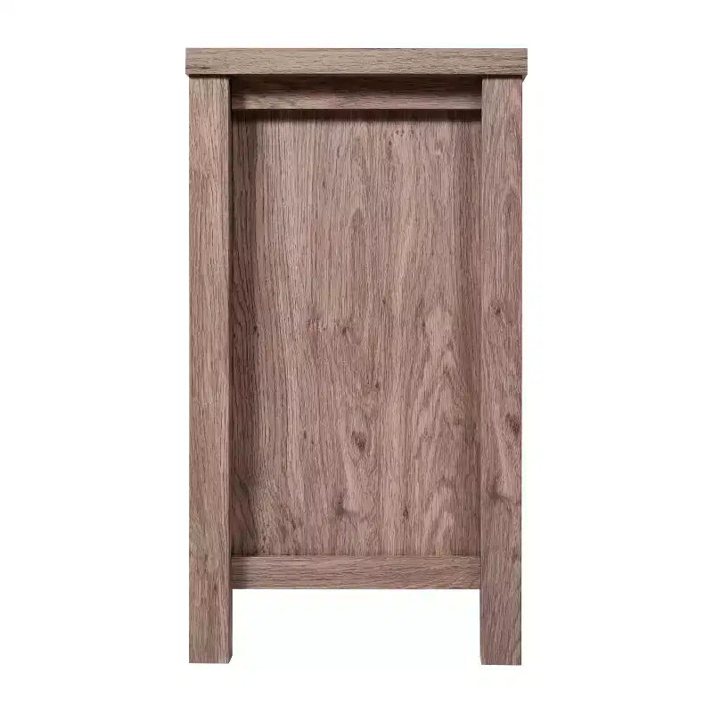 Buffet en bois manufacturé avec portes en verre trempé, 2 tiroirs et étagère ouverte