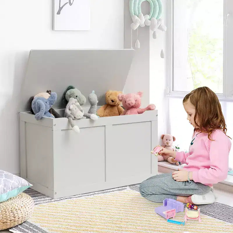 Coffre de rangement/banc à jouets en bois pour enfants avec couvercle à charnière de sécurité – 71,1 cm (L) x 40,6 cm (l) x 43,2 cm (H)