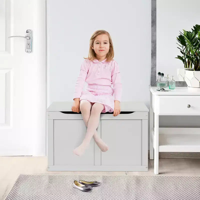 Coffre de rangement/banc à jouets en bois pour enfants avec couvercle à charnière de sécurité – 71,1 cm (L) x 40,6 cm (l) x 43,2 cm (H)