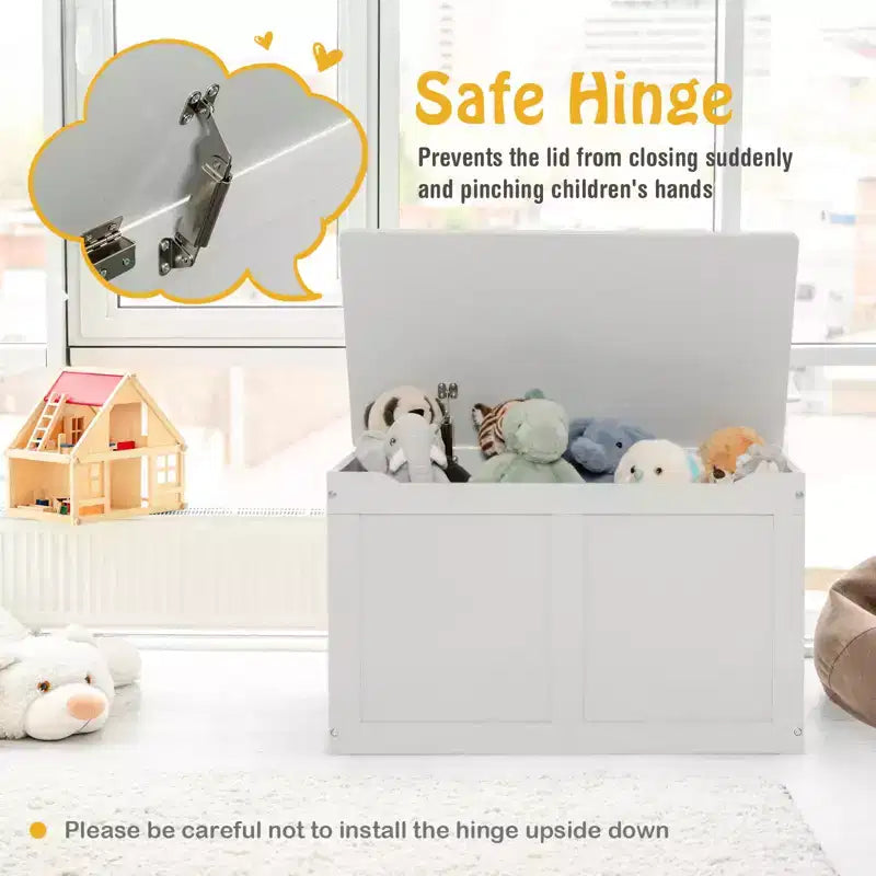 Coffre de rangement/banc à jouets en bois pour enfants avec couvercle à charnière de sécurité – 71,1 cm (L) x 40,6 cm (l) x 43,2 cm (H)