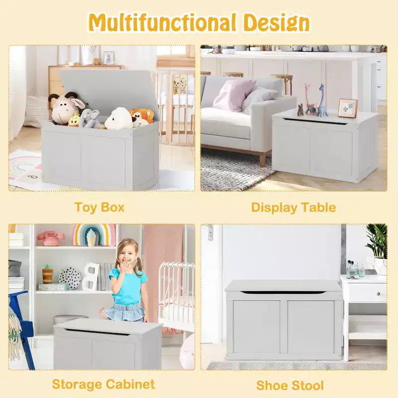 Coffre de rangement/banc à jouets en bois pour enfants avec couvercle à charnière de sécurité – 71,1 cm (L) x 40,6 cm (l) x 43,2 cm (H)