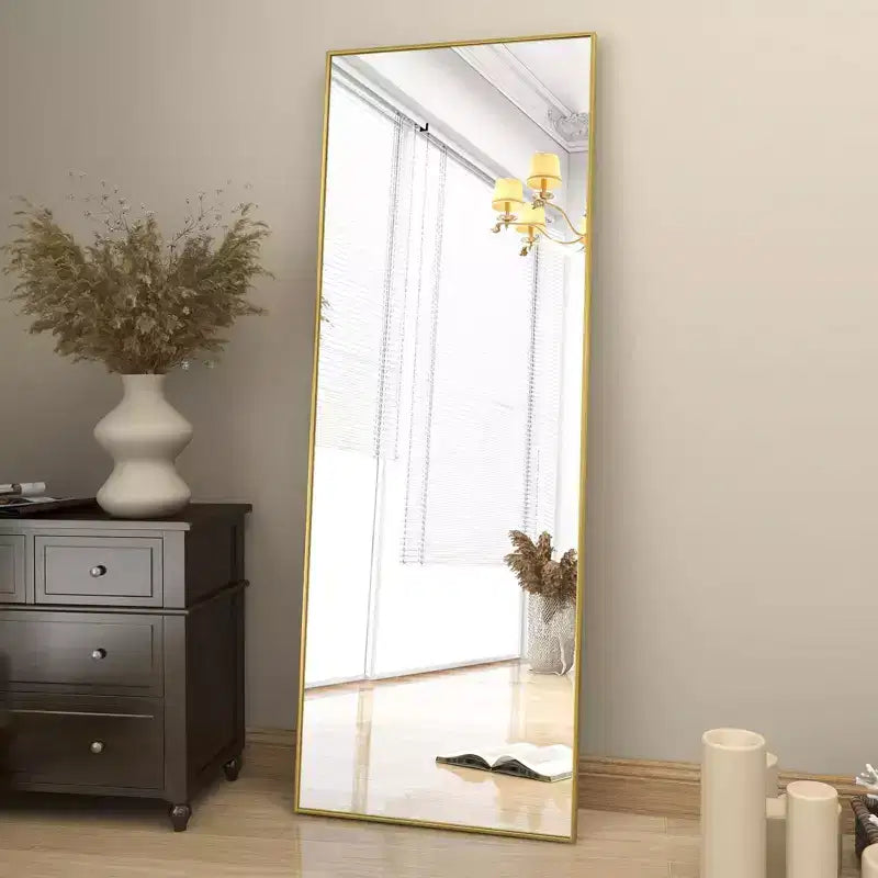 Miroir sur pied pleine longueur, cadre en alliage d'aluminium – 147 cm H x 46 cm L, autoportant