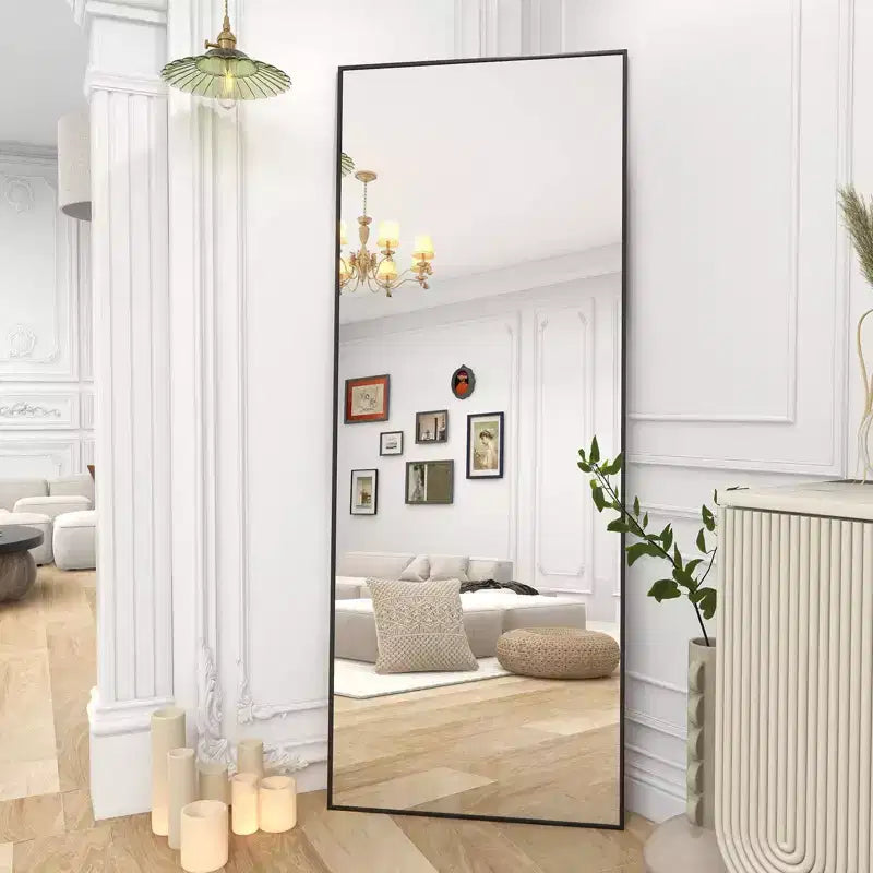 Miroir sur pied pleine longueur, cadre en alliage d'aluminium – 147 cm H x 46 cm L, autoportant