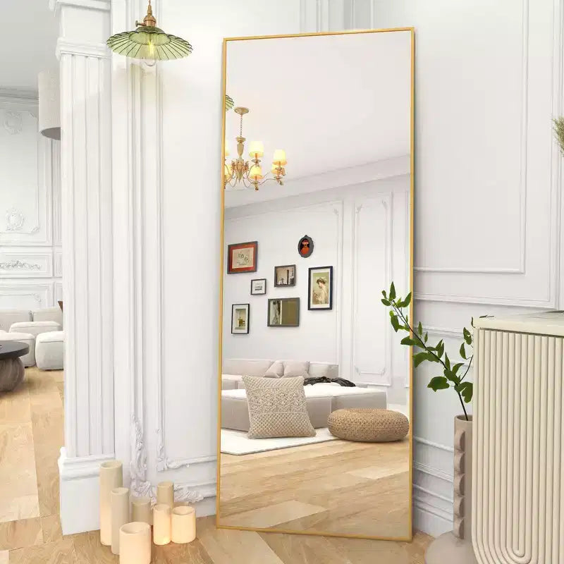 Miroir sur pied pleine longueur, cadre en alliage d'aluminium – 147 cm H x 46 cm L, autoportant