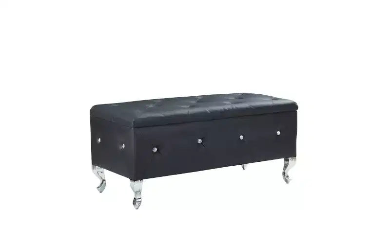 Tufted Storage Ottoman Bench For Bedroom End Of Bed Large Upholstered Storage Benches Footrest With Crystal Buttons For Living Room Entryway