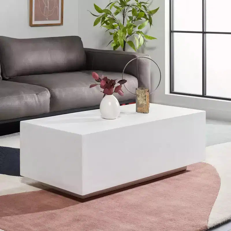 Table basse ronde en faux béton – Blanc, MDF