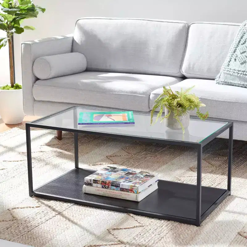 Table basse rectangulaire à cadre ouvert – Noir, Bois