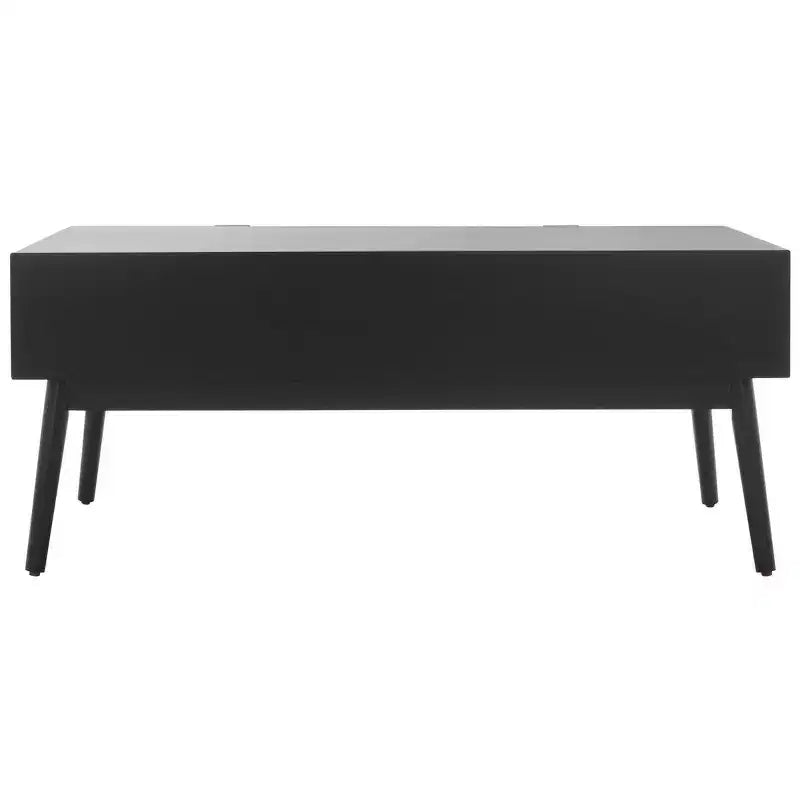 Table basse 2 tiroirs avec façade en rotin et pieds fuselés – Rectangulaire, cadre en bois, capacité de 68 kg