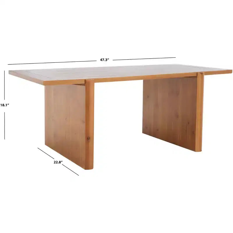 Table basse rectangulaire avec piètement tréteaux – H 46 cm x L 58 cm x P 120 cm, bois de sapin, marron