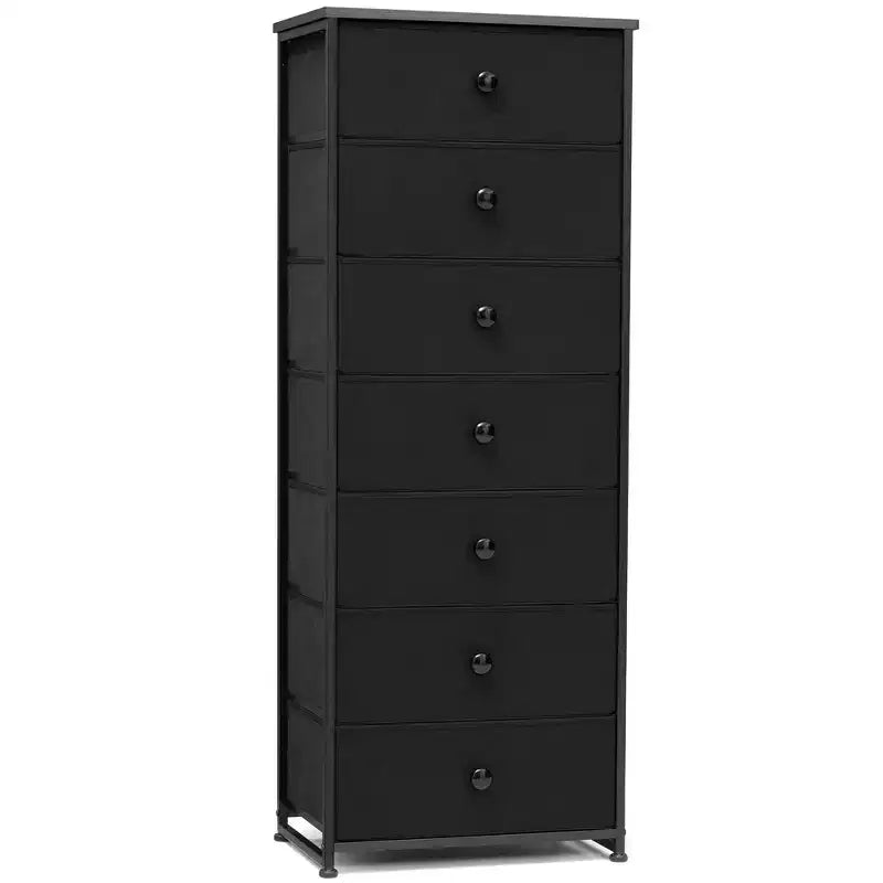 Commode de rangement en tissu à 7 tiroirs – 132 cm (H) x 50 cm (L) x 30 cm (P), cadre en acier