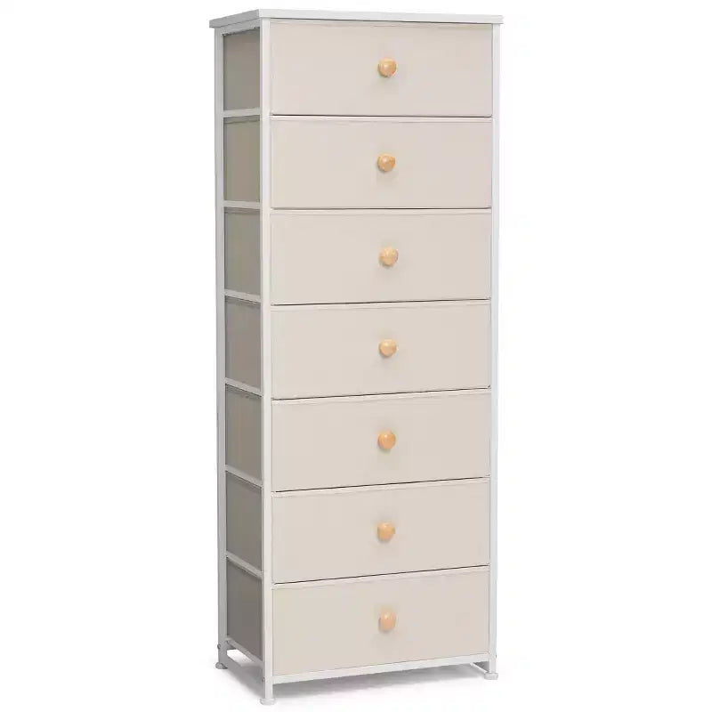 Commode de rangement en tissu à 7 tiroirs – 132 cm (H) x 50 cm (L) x 30 cm (P), cadre en acier