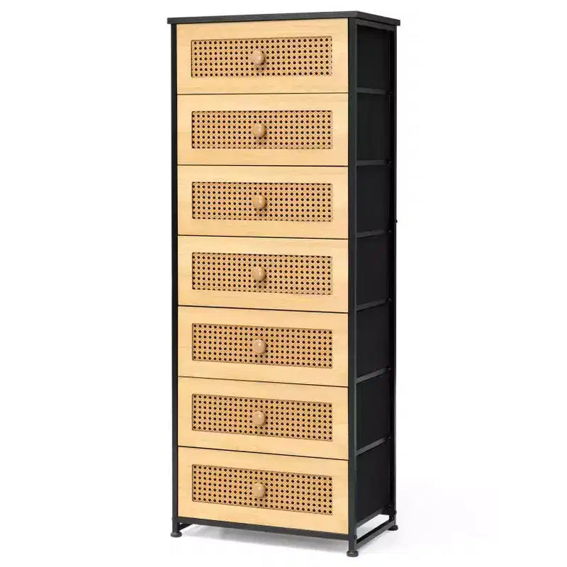 Commode de rangement en tissu à 7 tiroirs – 132 cm (H) x 50 cm (L) x 30 cm (P), cadre en acier
