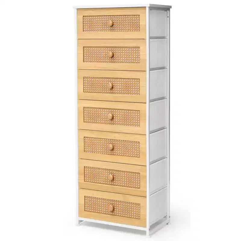 Commode de rangement en tissu à 7 tiroirs – 132 cm (H) x 50 cm (L) x 30 cm (P), cadre en acier