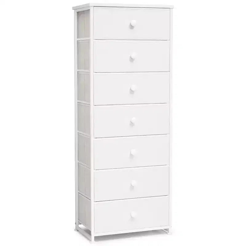 Commode de rangement en tissu à 7 tiroirs – 132 cm (H) x 50 cm (L) x 30 cm (P), cadre en acier