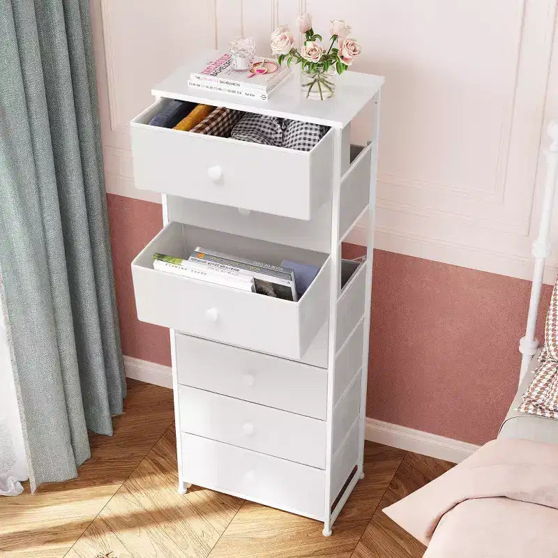 Commode de rangement en tissu à 7 tiroirs – 132 cm (H) x 50 cm (L) x 30 cm (P), cadre en acier