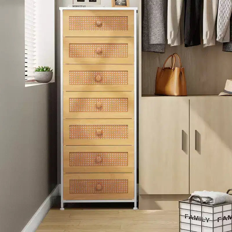 Commode de rangement en tissu à 7 tiroirs – 132 cm (H) x 50 cm (L) x 30 cm (P), cadre en acier
