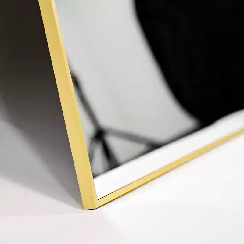 Miroir mural en métal arqué, cadre noir/or – 24"L x 36"H, fixation murale