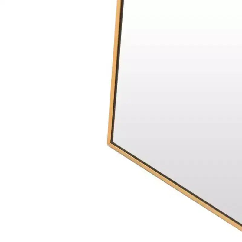 Miroir mural en métal arqué, cadre noir/or – 24"L x 36"H, fixation murale
