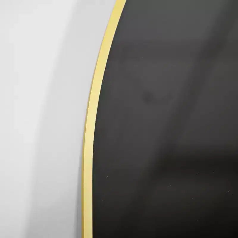 Miroir mural en métal arqué, cadre noir/or – 24"L x 36"H, fixation murale